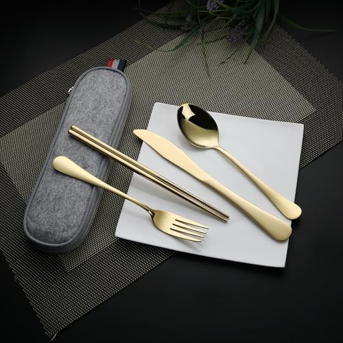 DEVICO Travel Utensils with Case, 5 Piece Portable Silverware Set for Work - Image 2