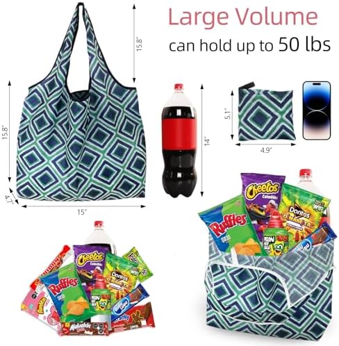 Foldable Reusable Shopping Bags,6 Pack Heavy Duty Tote for Grocery - Image 4