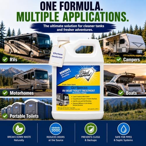 Black Diamond Stoneworks GET SERIOUS RV,Boat,Camper Chemical Toilet Holding Tank Treatment&Deodorizer.Works Faster Than Tablets or Packs in Grey&Black Water. Concentrated with Stress Relief Fragrance - Image 5
