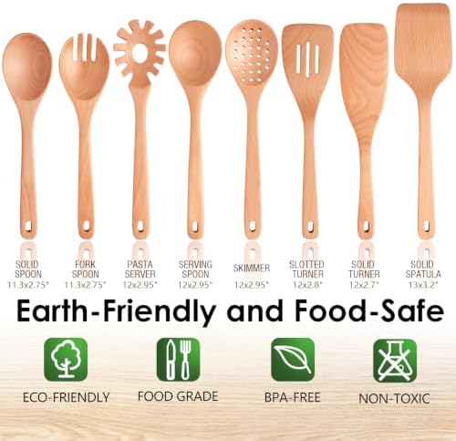 HOWHONG 8-Piece Beech Wood Cooking Utensils Set - Image 3