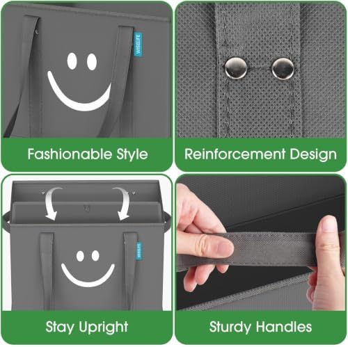 Reusable Grocery Bags 2 PCS, Sturdy Handles & Bottom to Stands Upright - Image 5