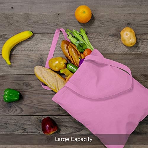 TOPDesign 6-Pack Economical 16"x15" Baby Pink Cotton Tote Bag, Lightweight Medium Reusable Grocery Shopping Cloth Bags, Suitable for DIY, Advertising, Promotion, Gift, Activity - Image 4