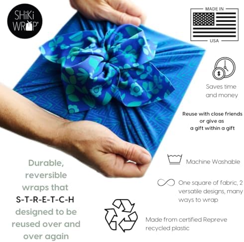 SHIKIWRAP Reusable Furoshiki Gift Wrap, 18-Inch, Trees & Stars - Image 2