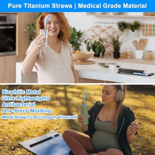 Quality Upgraded 8.5In Medical-Grade Pure Titanium Straw Set 1PCS, Lightweight, Corrosion Resistance, No Metal Flavor, BPA Free, Eco-Friendly Metal Straws Reusable, Suitable For Sensitive Bodies - Image 5