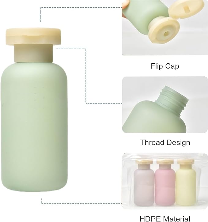 3.4oz Travel Shampoo Bottle with Flip Cap, Leak Proof Plastic Squeeze Bottles, Reusable Empty Travel Shampoo and Conditioner Bottles for Creams, Lotion, Foundation, Conditioner (Forest Series, 4Pcs)