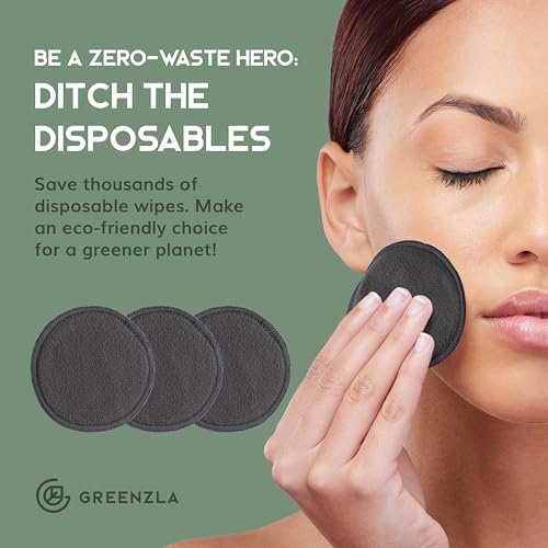 GREENZLA Reusable Makeup Remover Pads | 20 Pack | Bamboo Charcoal - Image 4