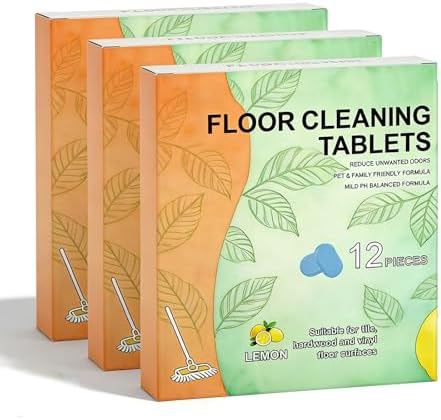 12PC Floor Cleaning Tablets – Powerful Floor Cleaner Cleaning Solution for Mop, Multi-Surface Cleaner for Tile & Vinyl Floors, Dissolvable Floor Cleaner Tablets for Hard Floors, Lemon Scented (3pc) by Unknown