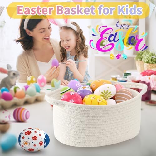 Happyiren Small Gift Basket with Gift Wrap Cellophane Bag and Ribbons, Gift Baskets for Christmas Thanksgiving Birthday Baby Shower Raffle Burr, - Rope Decorative Storage Organizer Container - Image 4