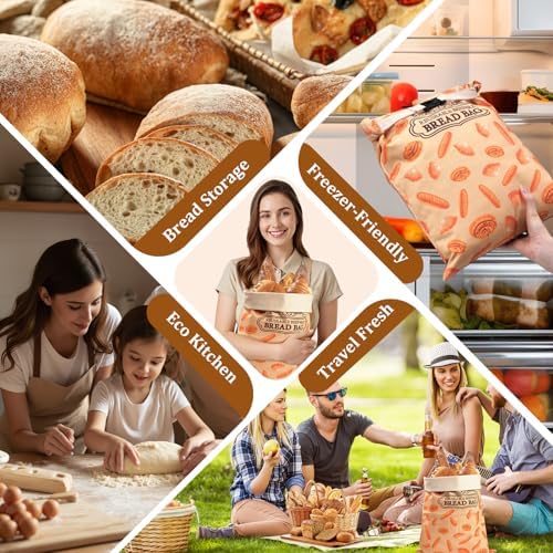 1 Pack Premium Beeswax Bread Bags for Sourdough Homemade Bread, XL Cotton Lining Sourdough Reusable Natural Beeswax Bread Storage Bag, Keep Fresh and Upgraded Large Capacity Portable-17 x 12.6 Inches - Image 5