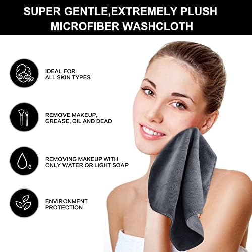 Microfiber Facial Cloths Fast Drying Washcloth 12inch x 12inch Grey 10 pack - Image 3