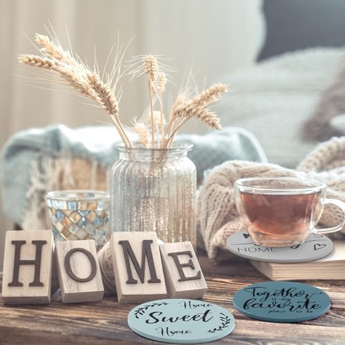 Queekay House Warming Gifts New Home Farmhouse Coasters Set of 6, Slate - Image 6
