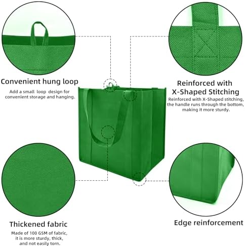 10 pack Reusable Grocery Bags,Thick Bottom-Shopping Bag for Groceries - Image 3