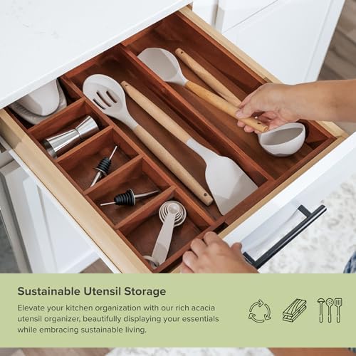 KitchenEdge Utensil & Junk Drawer Organizer, 10.5-18.5 in, Acacia - Image 5