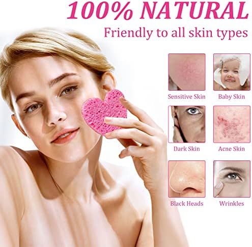 120-Count Kickleen Compressed Cellulose Heart Shape Facial Sponges,Pink - Image 4