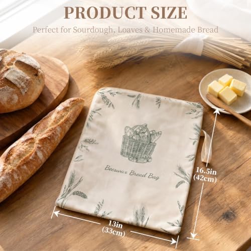 Beeswax Sourdough Bread Bags for Homemade Bread, XL Reusable Bags, 2 Pack - Image 2
