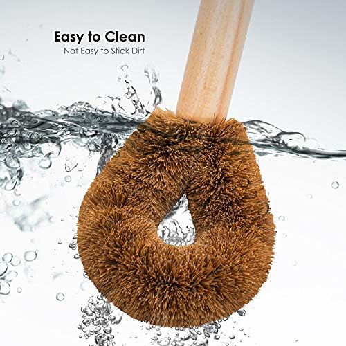 Eeghurt Dish Brush and Cup Brush with Handle,Eco-Friendly Kitchen Dish Scrub Brush for Dishes(Pot Dish Scrubber),Coconut Fiber Bristle with Wooden Handle,Dishwashing Brush with Handle for Pan - Image 5