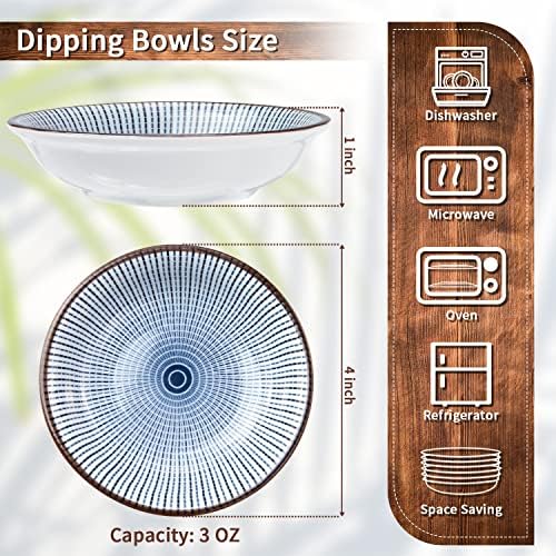 Eisinly 6 Pack Dipping Bowls,3 OZ Small Ceramic Soy Sauce Dish,Vintage Blue - Image 4