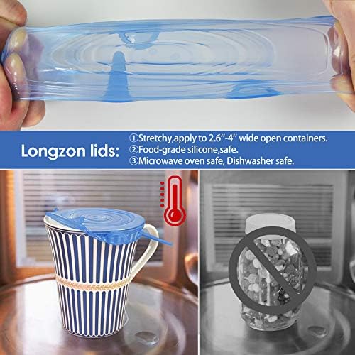 Longzon Silicone Stretch Lids, 12 Pack Small, Reusable Durable Food Storage Covers for Cups Small Bowls Cans Jars Fruits Vegetables, the Same Sizes of 2.6 Inch (Can Stretches to 3.5 Inches) - Image 5
