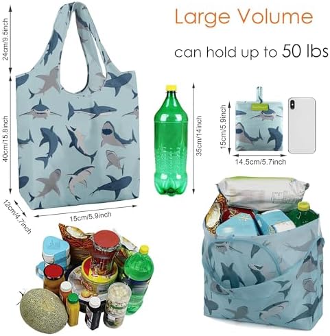 BeeGreen Reusable Grocery Bags for Groceries | Foldable Tote Bags with Handles Reusable Gift 6 Set - Heavy Duty Washable Polyester Travel and Shopping Basket - Bulk Bag for Women Animal Lovers - Image 3