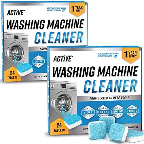 Washing Machine Cleaner Descaler 48 Pack - Value Size Deep Cleaning Tablets HE Front Loader & Top Load Washer, Septic Safe Eco-Friendly Deodorizer, Clean Inside Laundry Drum Tub Seal - 48 Count by ACTIVE