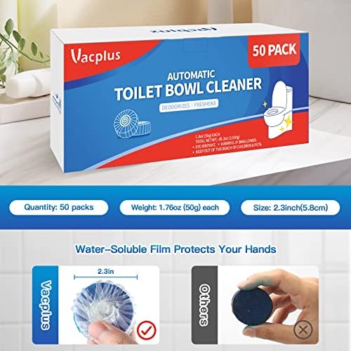 Vacplus Toilet Bowl Cleaner Tablets, 50 Pack, Auto Cleaning, Long-Lasting - Image 7