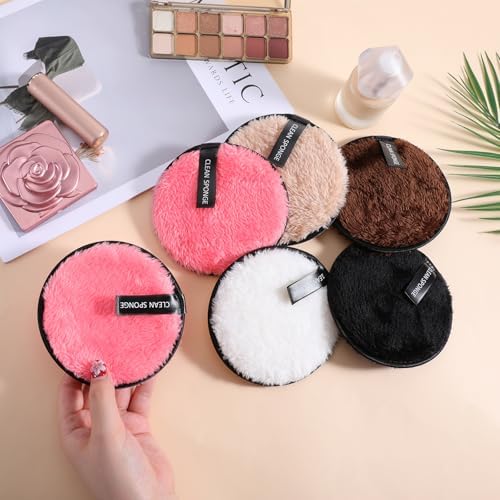 5 Pcs Reusable Cotton Rounds for Face Soft Makeup Remover Pads Washable Makeup Remover Cloth Double-Sided Reusable Makeups Removers Pads for Facial Cleansing 5 Colors - Image 6