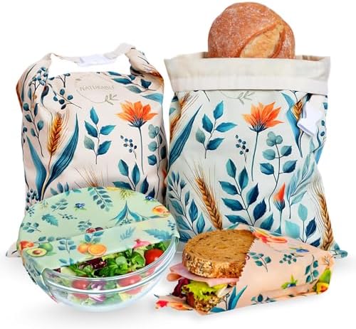 Beeswax Bread Bag for Homemade Bread & Beeswax Wrap Set by Naturable