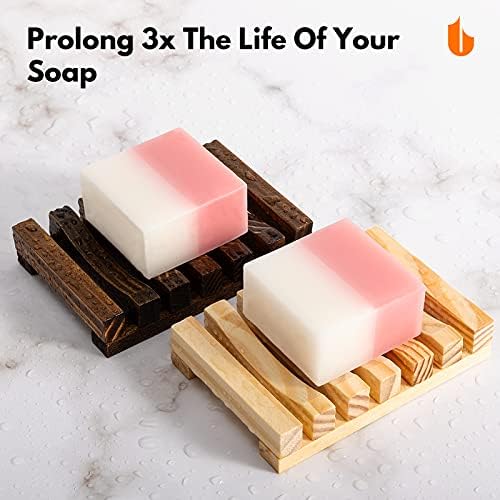 Urbanstrive Natural Wooden Soap Dish Soap Saver Holder Soap Tray for Bathroom, Biodegradable, Zero Waste, Plastic Free, Charcoal Color - Image 4