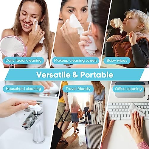 Orighty Disposable Face Towel, Biodegradable Clean Facial Towels, Super Soft Makeup Remover Wipes, Absorbent Facial Wash Cloth for Makeup Removing, Facial Cleansing, Nursing, Outdoor, 600 Count - Image 6