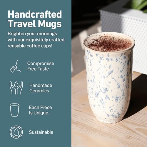 NOVA CERAMICS Travel Coffee Mug– Travel Coffee Tumbler – On the Go Coffee Mug – Microwave & Dishwasher Safe Green Coffee Tumbler - Gifts For Women Men Him Her – 16oz – Orchid - Image 2