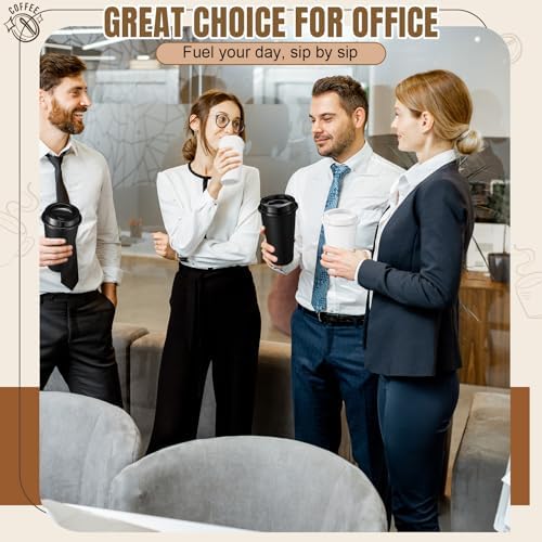 Honeydak 45 Pack 16 oz Reusable Coffee Cups with Lids Water Bottle Iced Coffee Travel Mug Reusable Portable Plastic Tea Tumblers Bulk for Hot and Cold Drinks Birthdays Party(Classic,Black, White) - Image 3