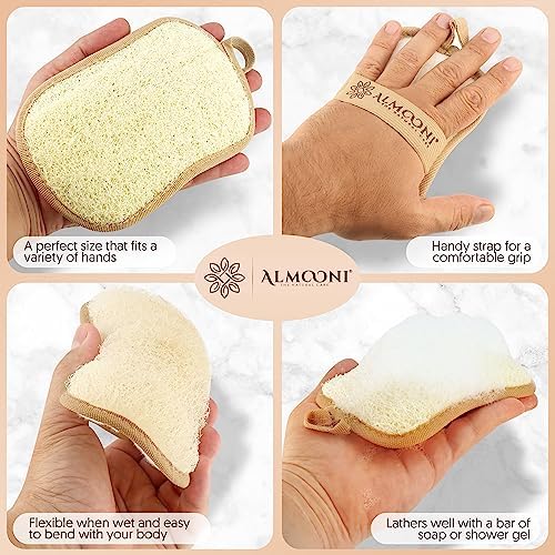 Almooni Natural Loofah Body Scrubber, Exfoliating Loofah Sponge, 2 Pack - Image 4