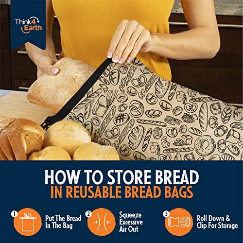 THINK4EARTH® Premium Brown Reusable Bread Bags for Homemade Bread – Durable & Washable (2 Pack) - Image 5