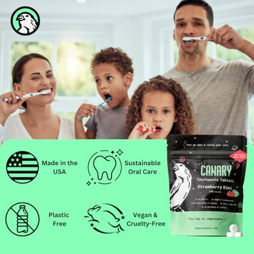 Canary Nano Hydroxyapatite Toothpaste Tablets Strawberry Kiwi - Remineralizing, Fluoride Free, All Natural Tabs with Xylitol - Great for Kids, Plastic Free - 240 Count - Image 5