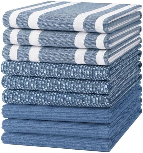 Homaxy Cotton 380 GSM Premium Kitchen Towels, 18"x 28", 9 Pack, Navy Blue by Homaxy