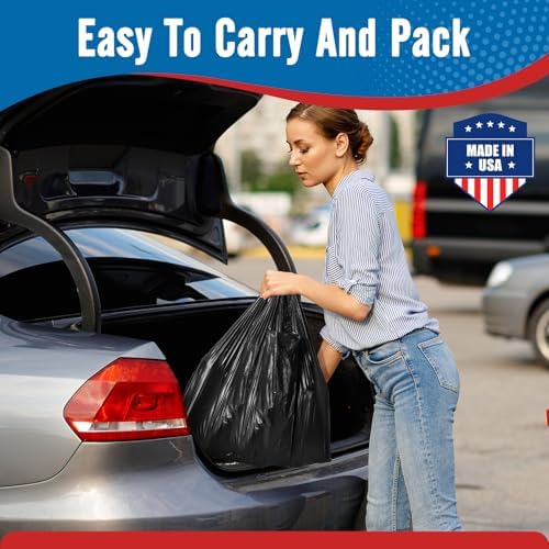 Fuxury 500 Count Plastic Grocery Shopping T-shirt Bags Black with Handles - Image 6