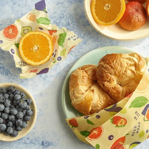 Bee's Wrap Beeswax Food Wraps, 3 Pack Assorted - Fresh Fruit - Image 2