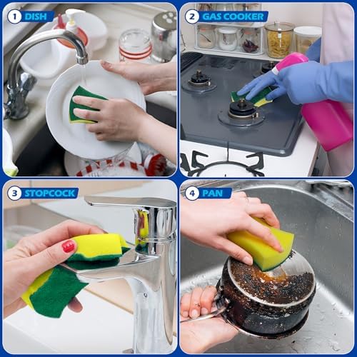 Kitchen Cleaning Sponges,48 Pack Eco Non-Scratch for Dish,Scrub Sponges - Image 4