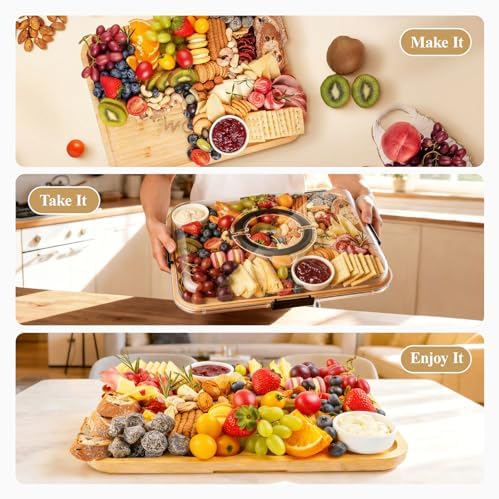Portable Bamboo Charcuterie Board with Lid, Engraved Mom Print - Image 5