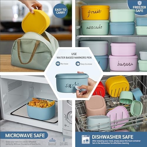 ISSEVE 12Pcs/Set Nesting Silicone Food Storage Containers with Lids - Image 6