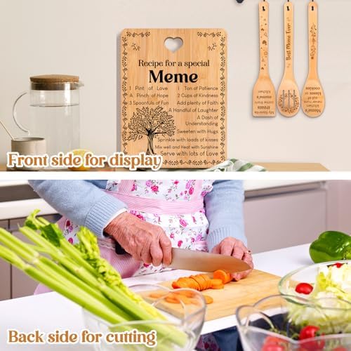 Meme Gifts - "Recipe for a Special Meme" Meme Gifts for Grandma Cutting Board Set, Bamboo-Made Engraved Utensil Set Gifts for Meme Cutting Board, Mothers Day Gifts for Meme. - Image 6