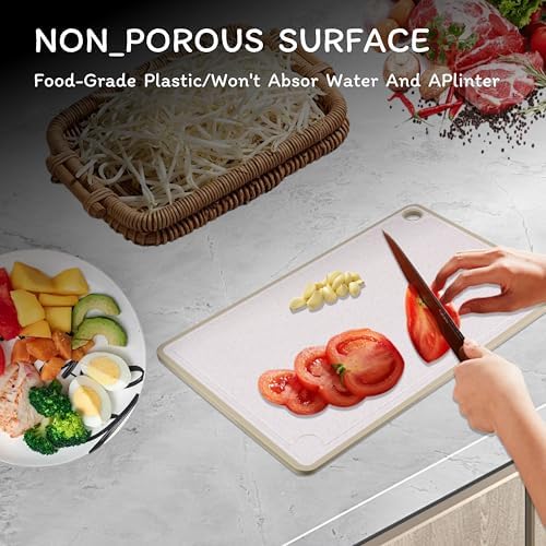 Cutting Board for Kitchen, Wheat Straw Fiber Cutting Board, Dish Washer Safe, w/Juice Grooves for Meat, Veggies,Easy Grip Handle, Non-slip Surface,Eco-friendly,Serveware Accessories(15‘x10‘) - Image 6