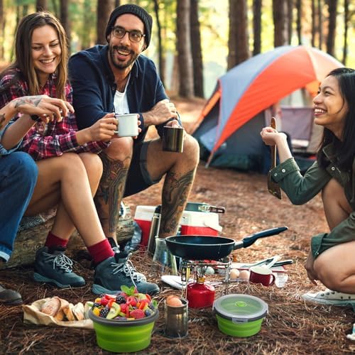 Suclain 4 Pcs Collapsible Bowls with Lids Silicone Camping Food Storage Container Expandable Folding Salad Lunch Box Travel Container for Hiking Camping - Image 5