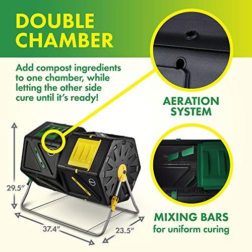Miracle-Gro Large Dual Chamber Compost Tumbler, 55.4 Gallons – Easy-Turn, Fast-Working System – All-Season, Heavy-Duty, High Volume Composter with 2 Sliding Doors (2 x 27.7 gallons) - Image 4