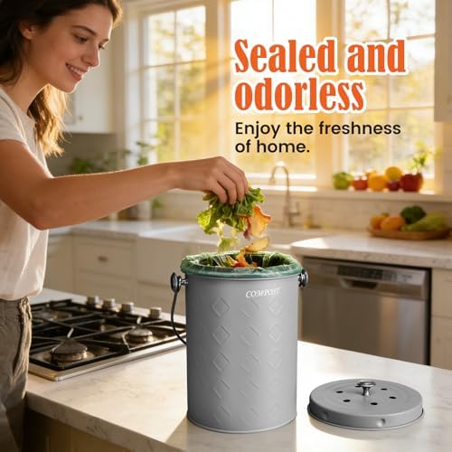 AOSION Countertop Compost Bin Kitchen,Odorless Indoor Compost Bin with Lid - Image 4