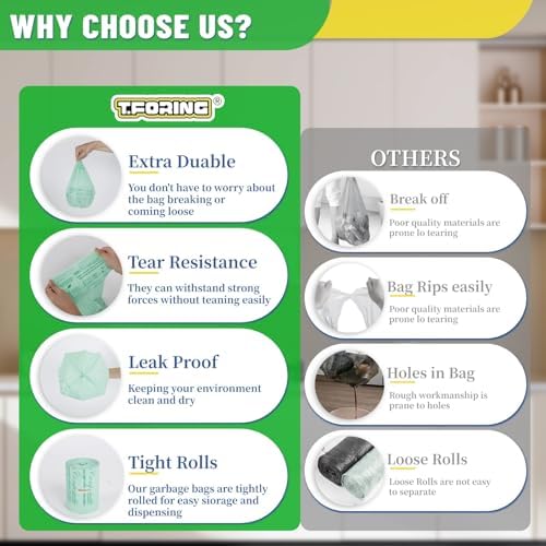 Compostable Trash Bags, 3-4 Gallon, 15 L,0.8 Mil, 80 Count - Image 2