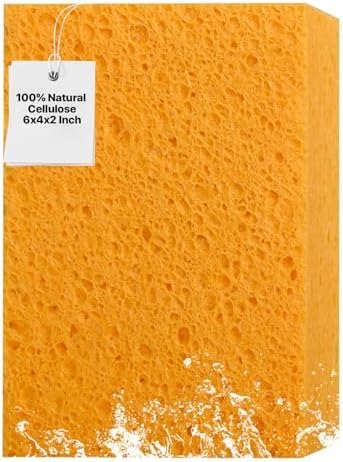Large Natural Cellulose Sponge, Super Absorbent, 6 x 4 x 2 Inch (1 Pack) by MtJun