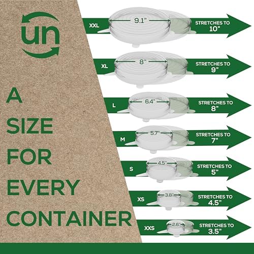 unwasted Reusable Silicone Lids (Variety Pack) – Upgrade Your Kitchen Gadgets with Our Covers for Food Storage – Reusable Silicone Stretch Lids and Food Covers for Containers (Pack of 7) - Image 2