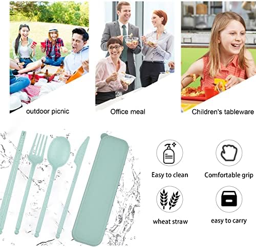 Camping Utensil Set, Reusable Utensils Set with Case, Plastic Cutlery - Image 6