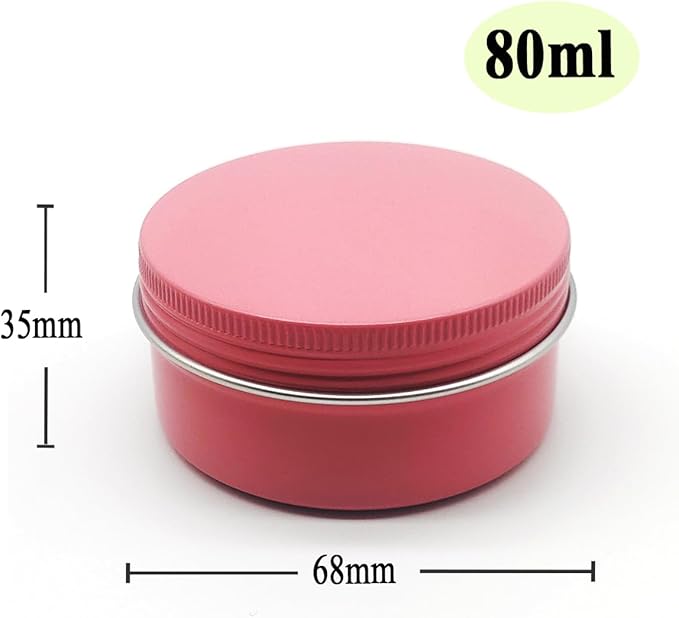 10pack 80ml Aluminum Tin, 80 Gram Pink Container Leak Proof Cosmetic Jars, 80g Small Makeup Round Screw Lids Pot for Cosmetic, Salves, Lip Balms, Toner, Cream, Paint, Candle, Tea, Beads, Wax